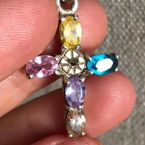 Silver necklace with genuine stones